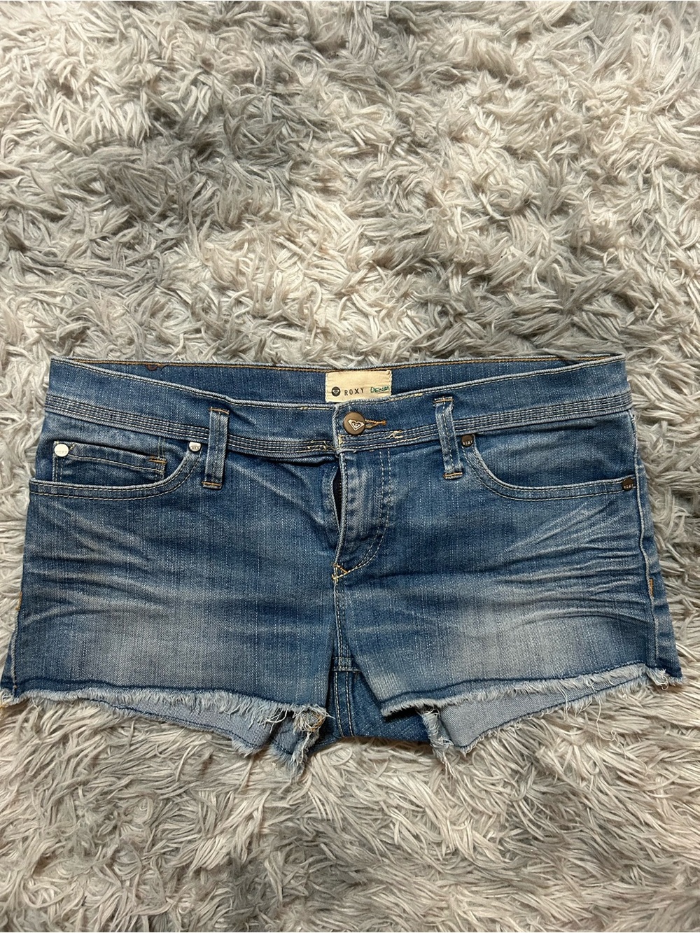 Roxy Light Blue Denim Shorts with Contrast Stitching